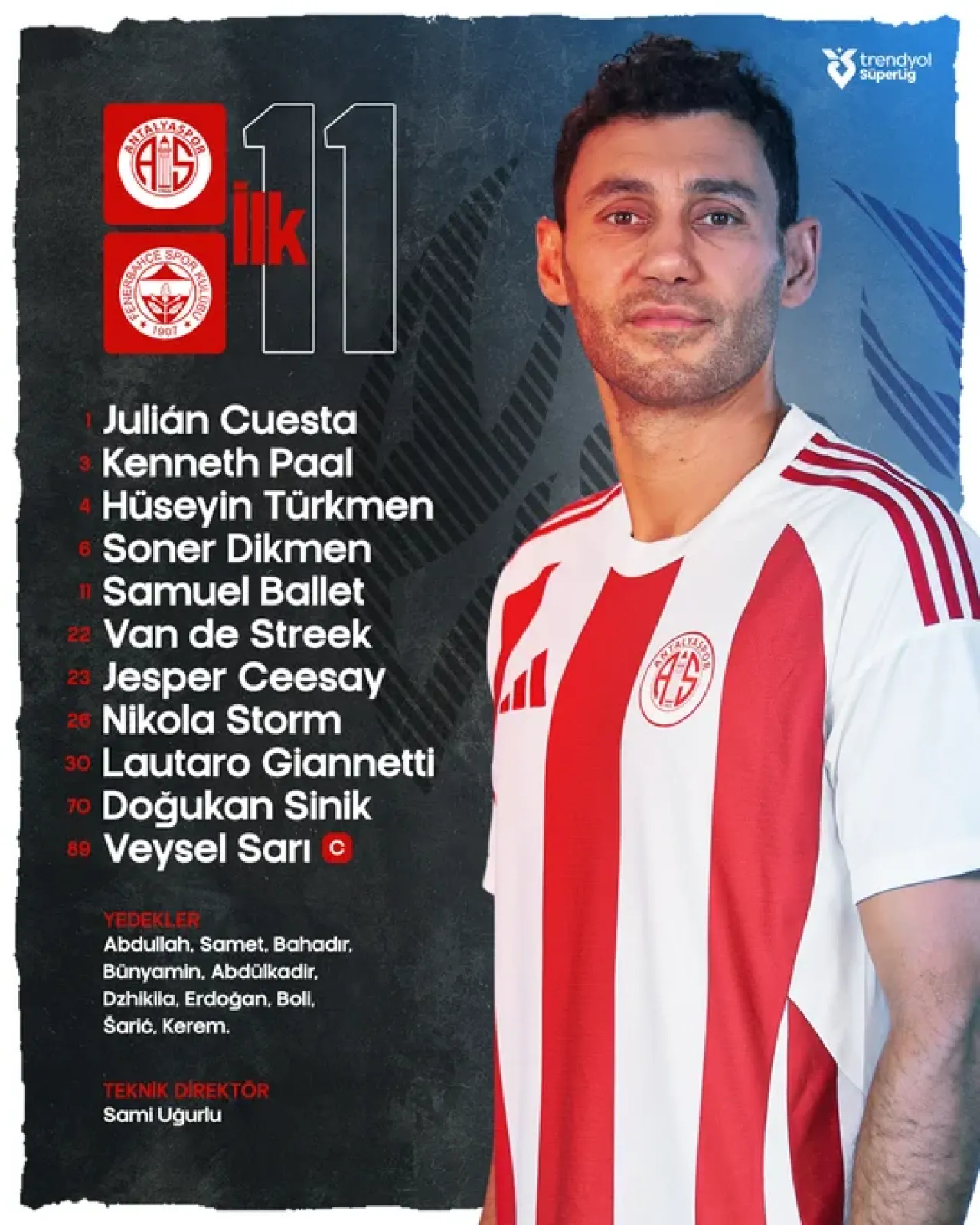 Antalyaspor'un Fenerbahçe Maçı İçin İlk 11 Kadrosu Açıklandı